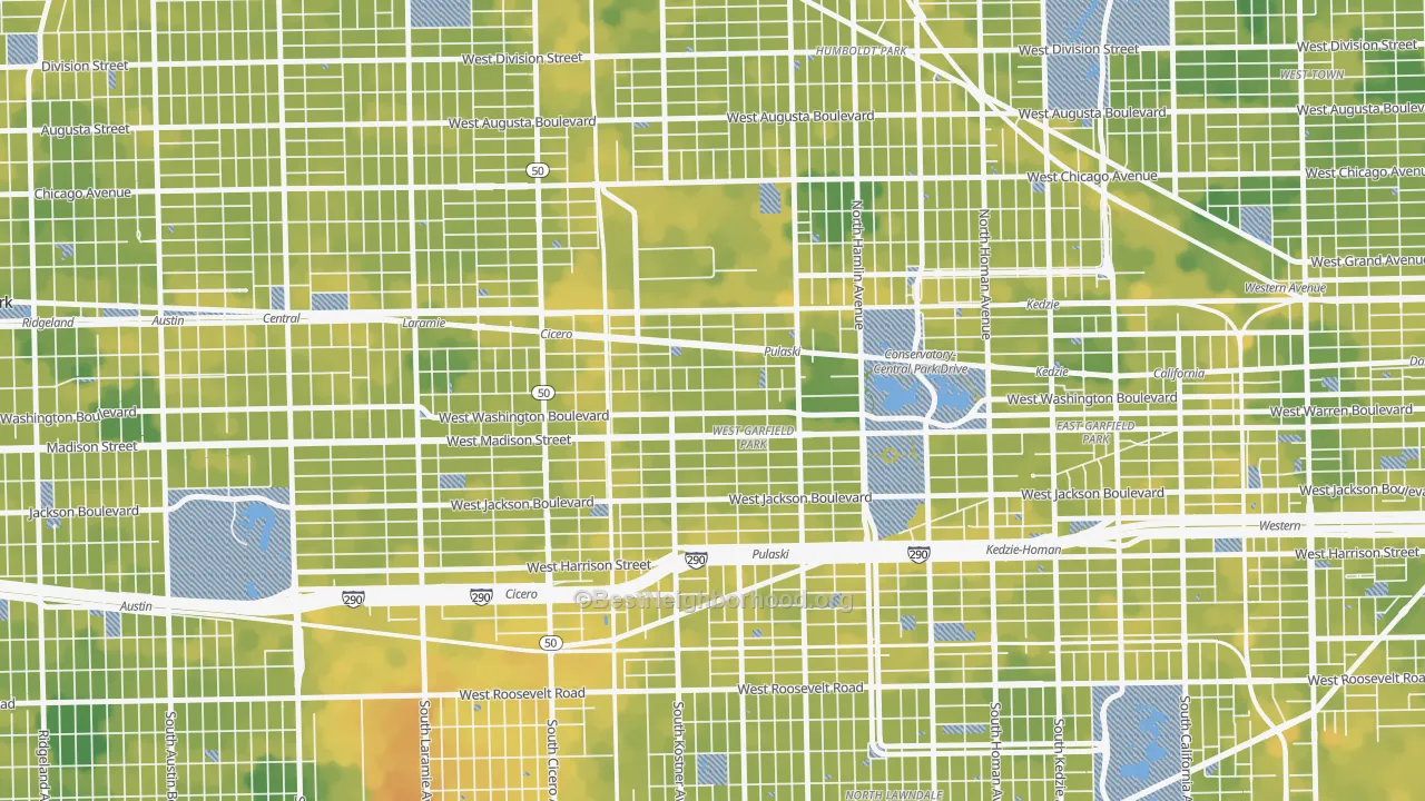 Bike Grade map of Central Park, Chicago, IL