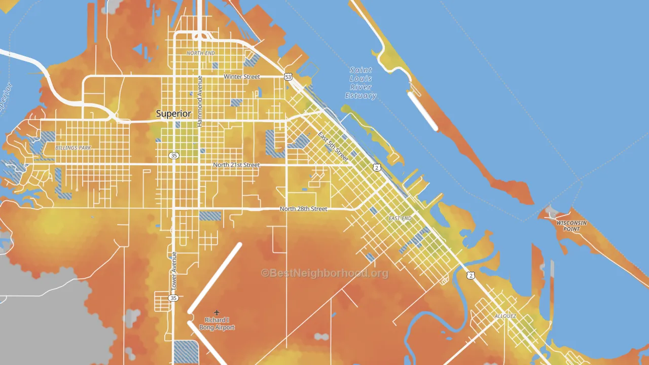 Bike Grade map of Central Park, Superior, WI