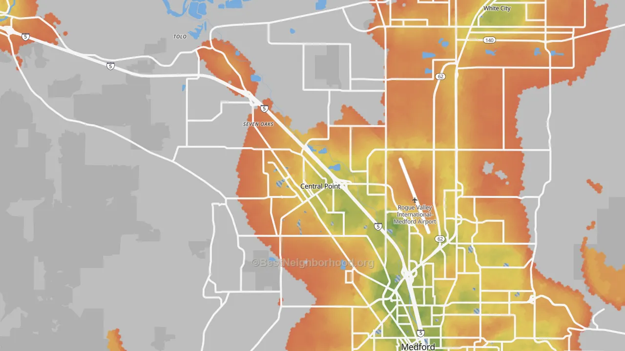 Bike Grade map of Central Point, OR