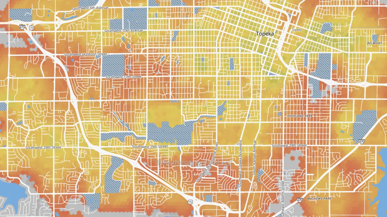 Bike Grade map of Central Topeka 2, Topeka, KS
