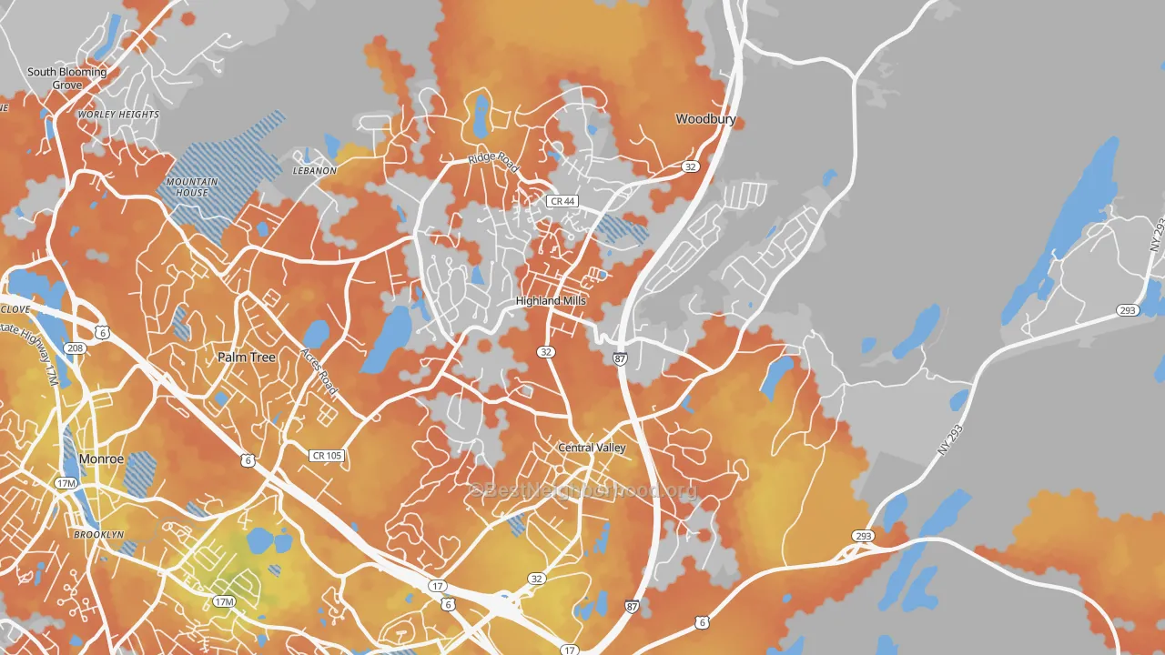 Bike Grade map of Central Valley, NY