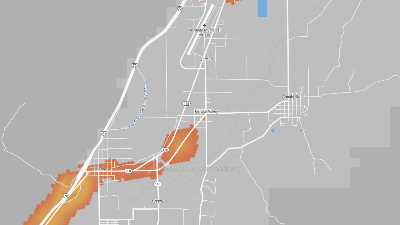 Bike Grade map of Central Valley, UT