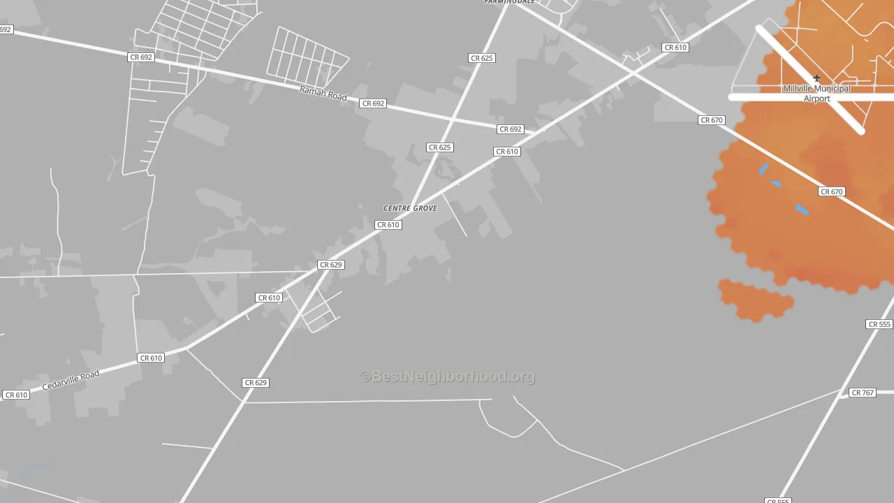 Bike Grade map of Centre Grove, NJ