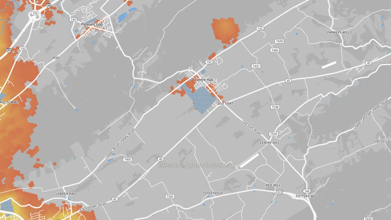 Bike Grade map of Centre Hall, PA