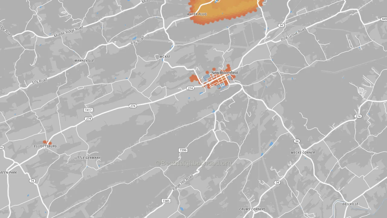 Bike Grade map of Centre, PA