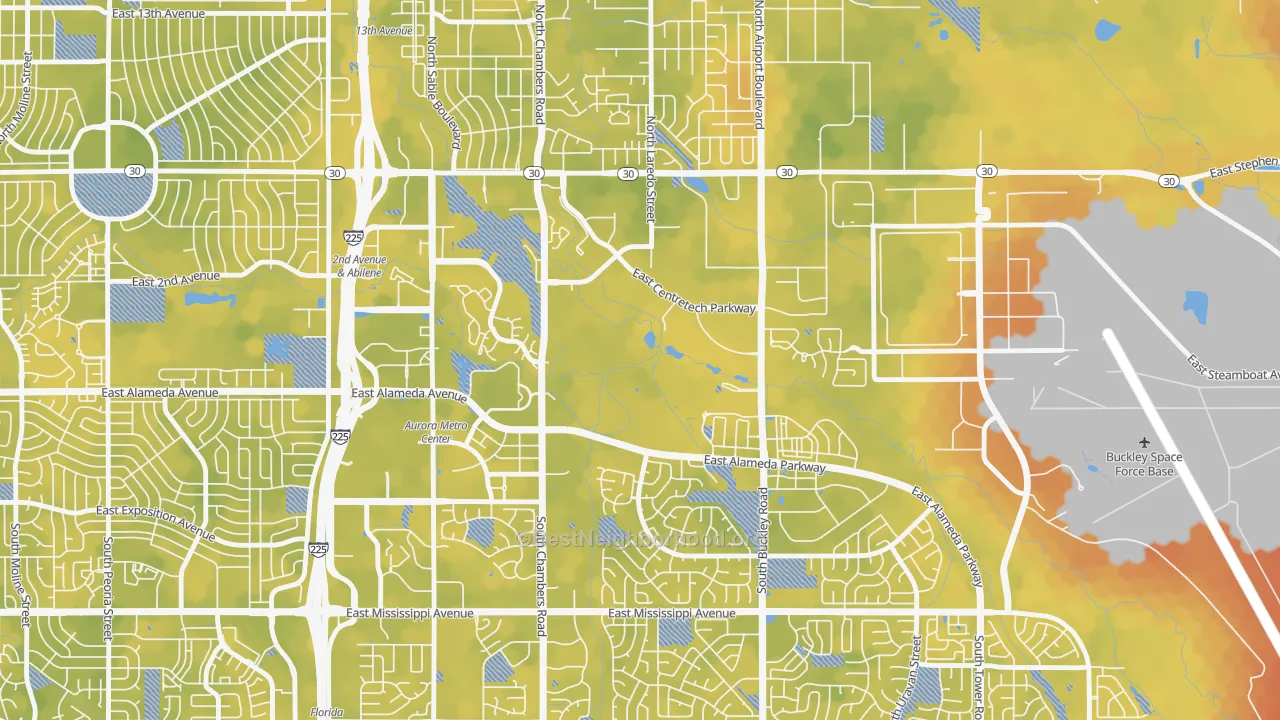 Bike Grade map of Centretech, Aurora, CO