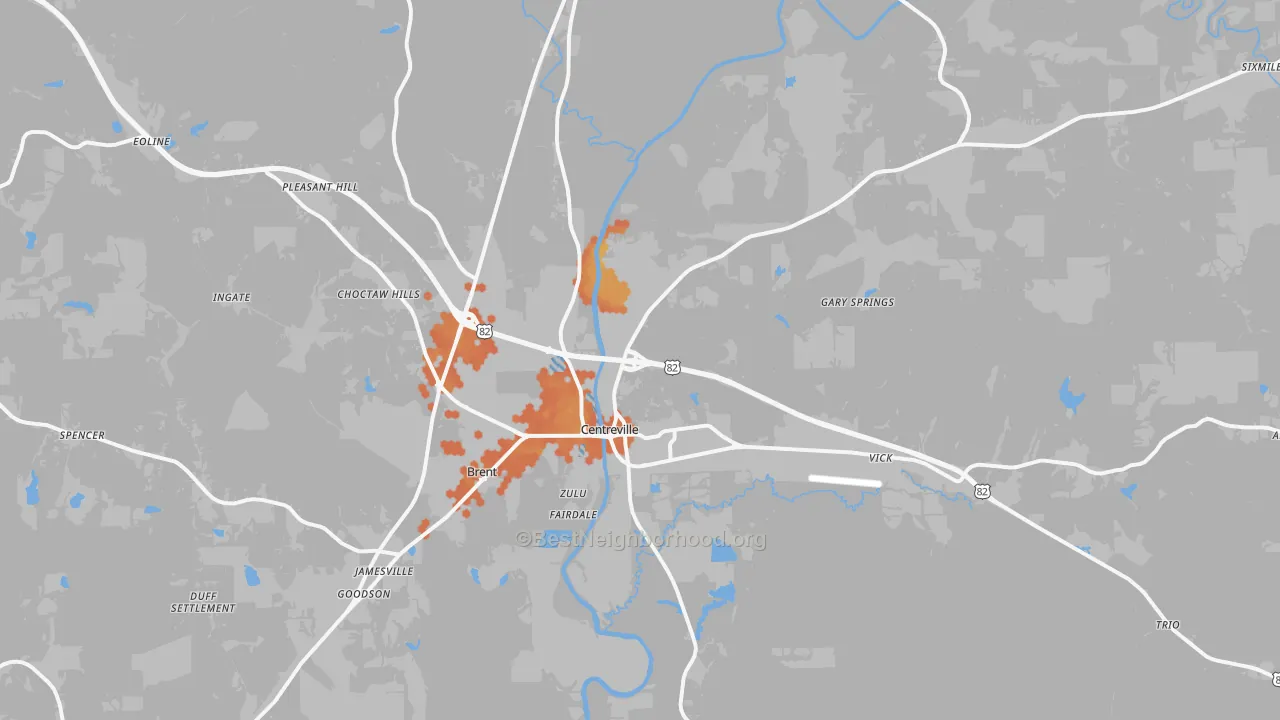 Bike Grade map of Centreville, AL