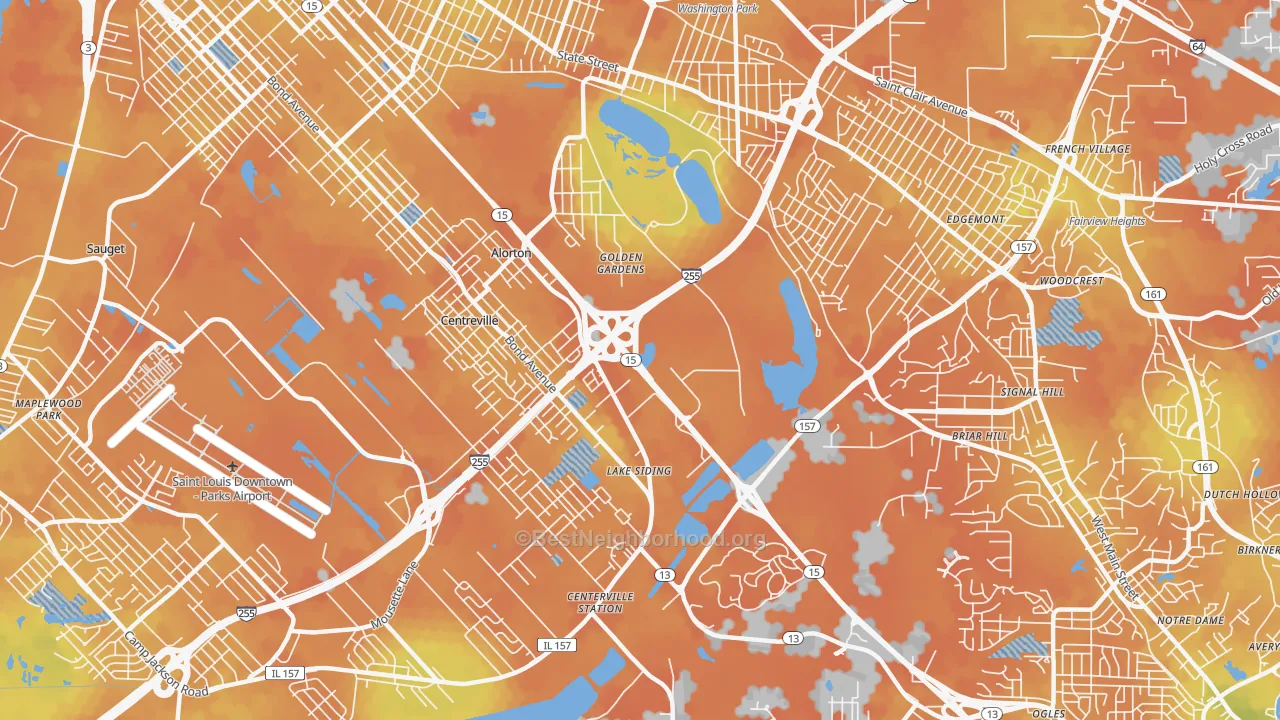 Bike Grade map of Centreville, IL