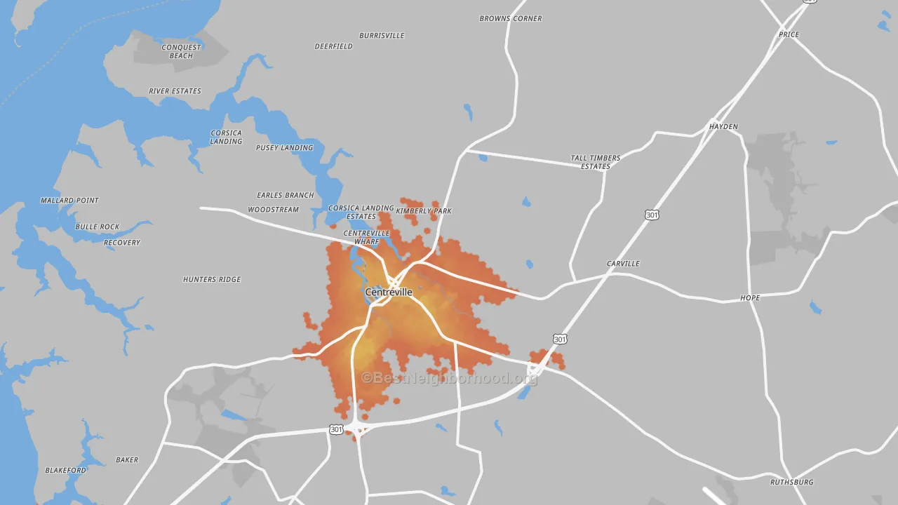 Bike Grade map of Centreville, MD
