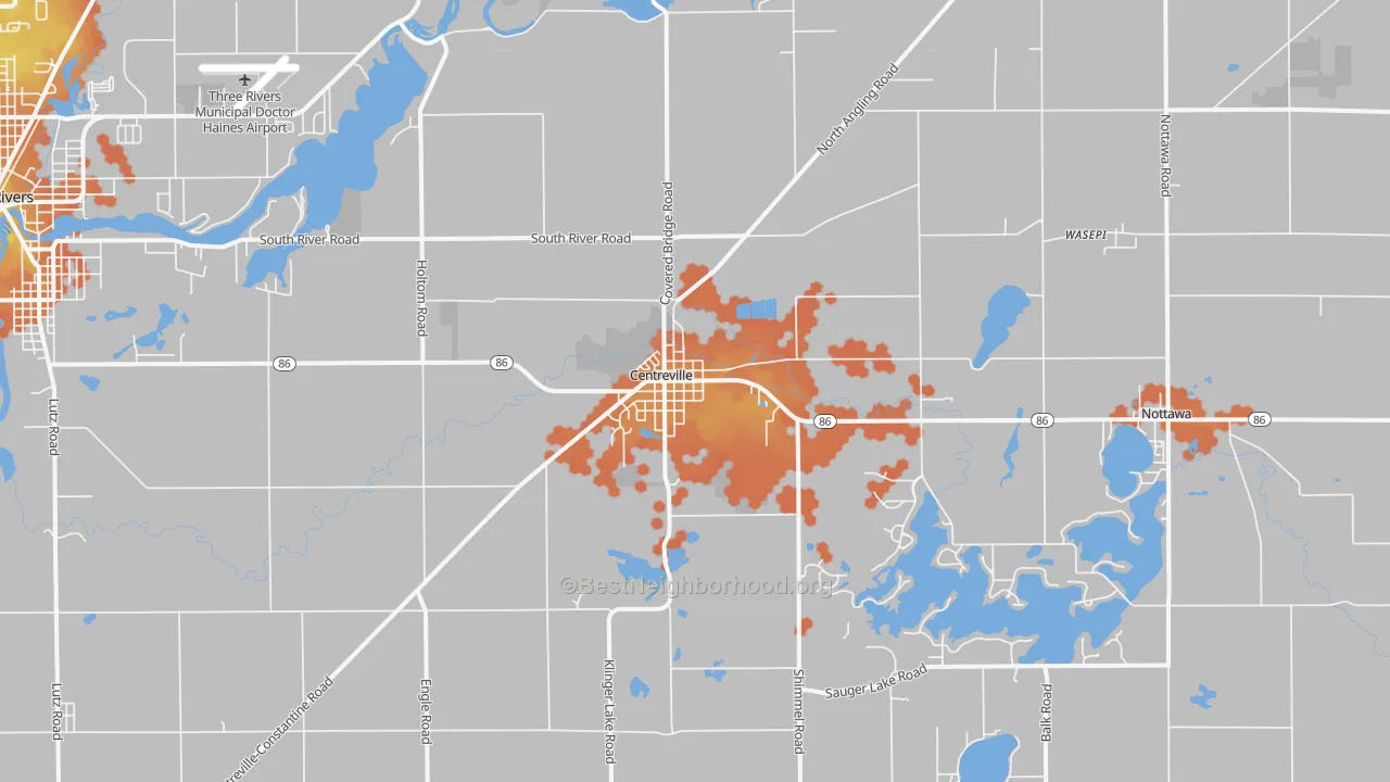 Bike Grade map of Centreville, MI