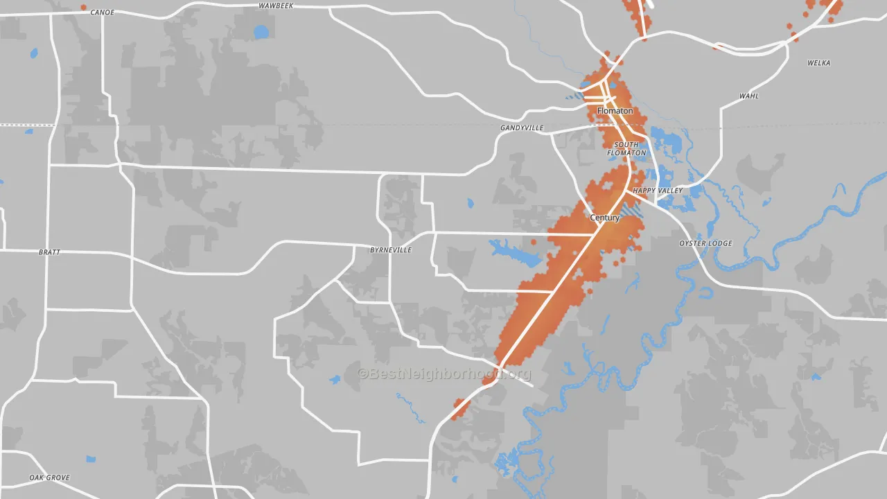 Bike Grade map of Century, FL