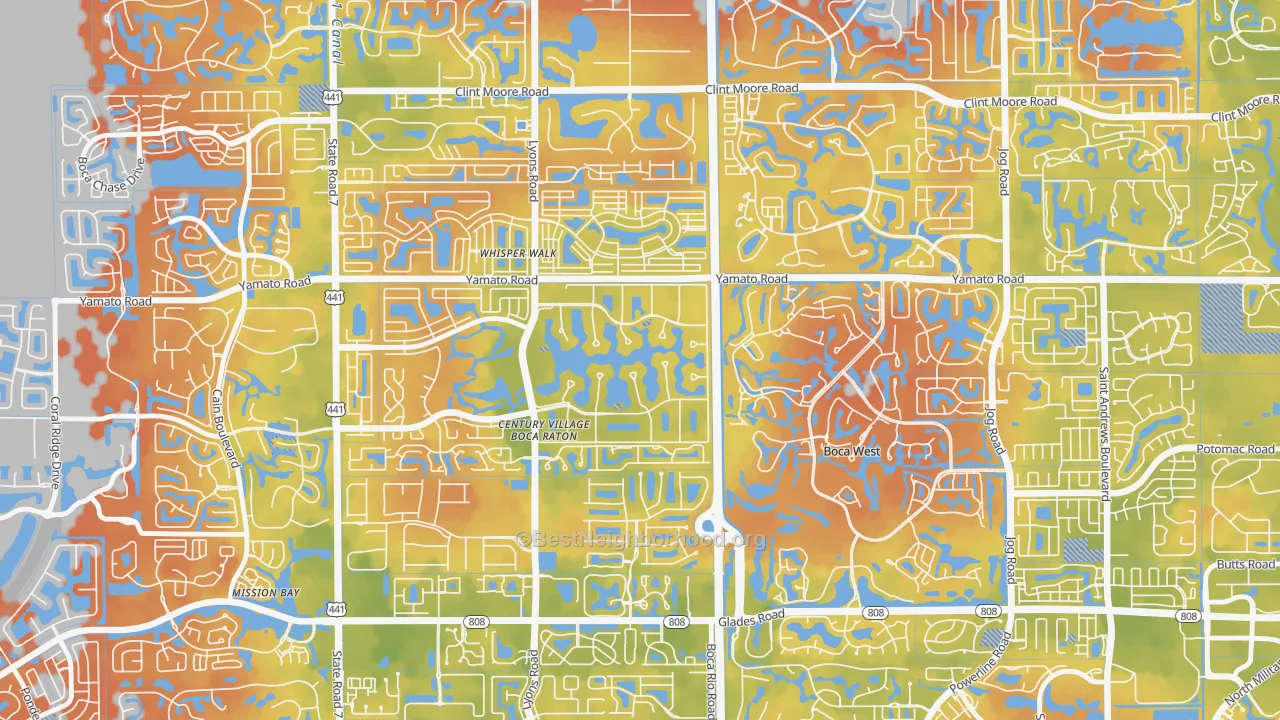 Bike Grade map of Century Village West, Boca Raton, FL