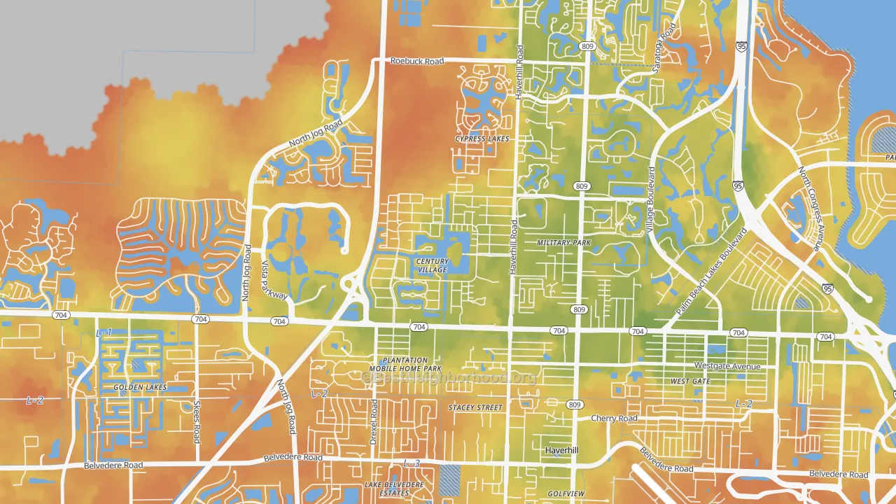Bike Grade map of Century Village, West Palm Beach, FL