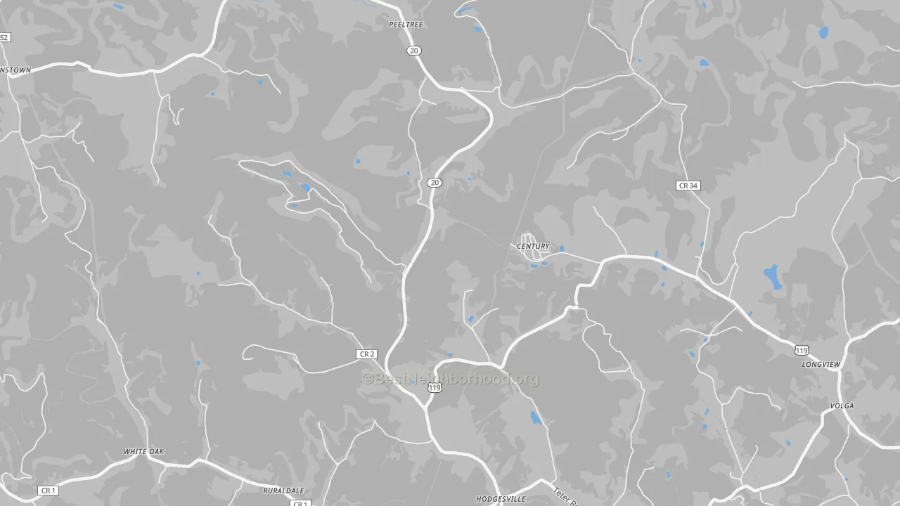 Bike Grade map of Century, WV