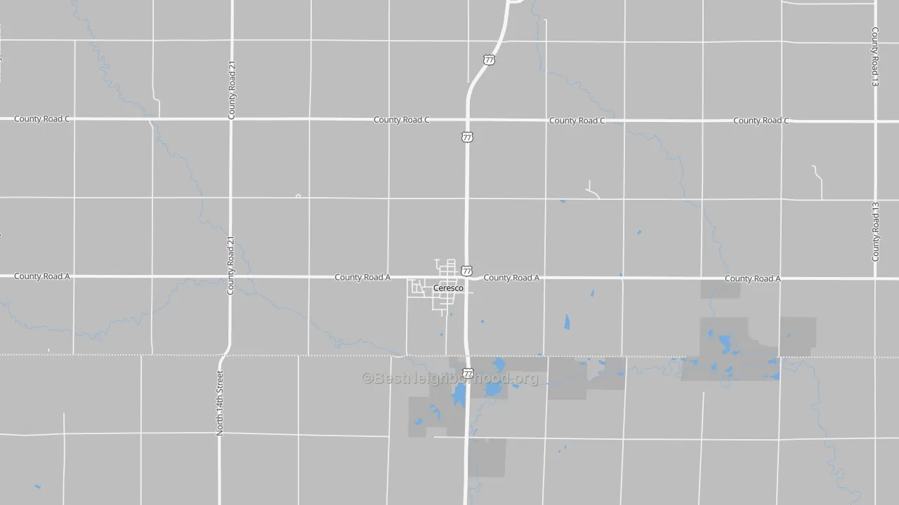 Bike Grade map of Ceresco, NE