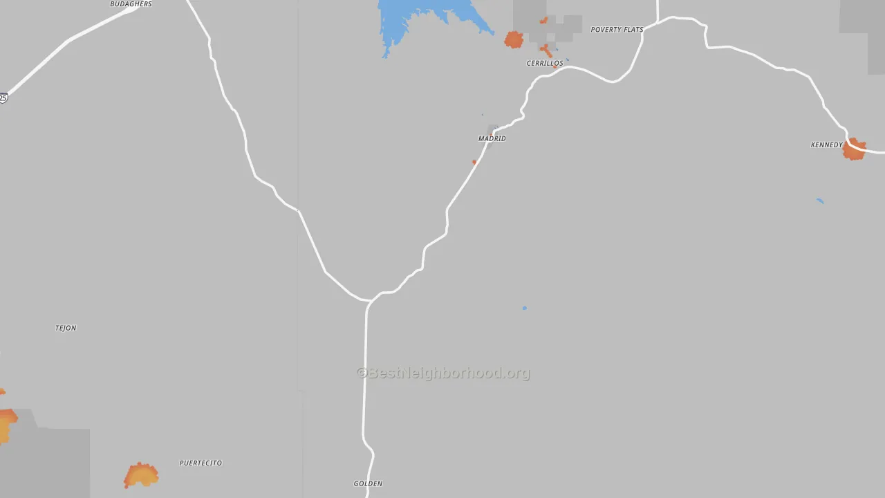 Bike Grade map of Cerrillos, NM