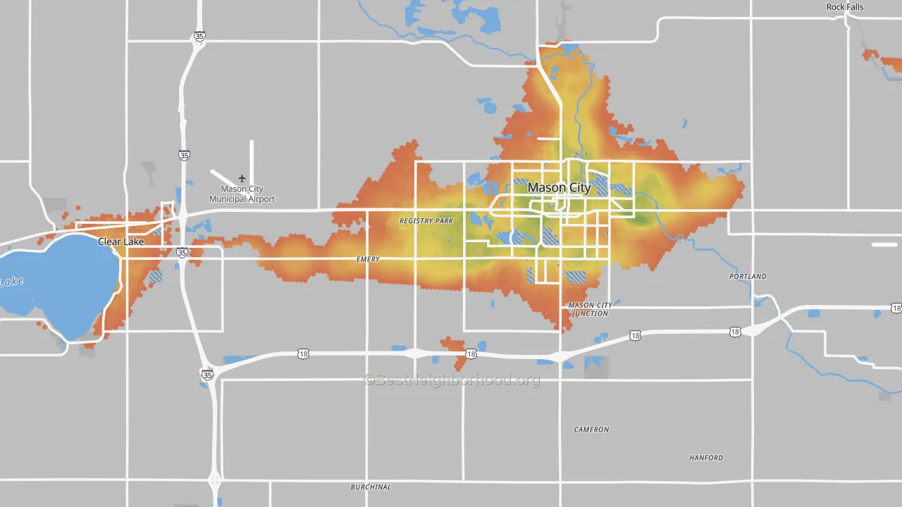 Bike Grade map of Cerro Gordo County, IA