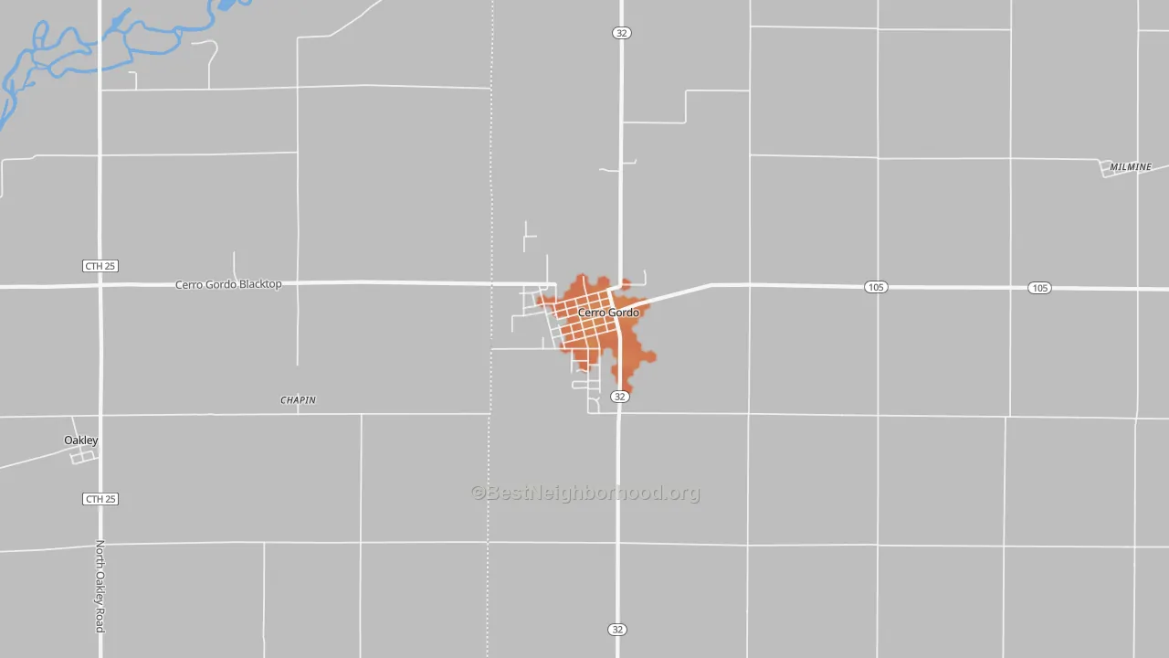 Bike Grade map of Cerro Gordo, IL