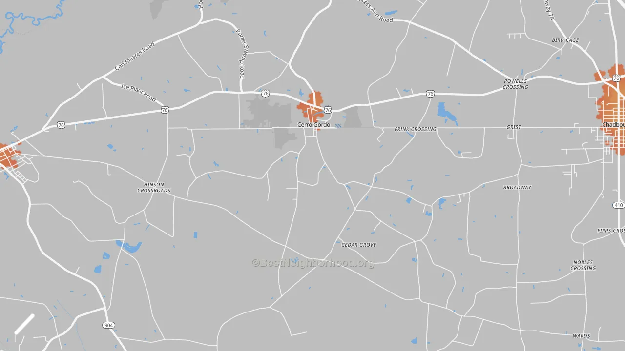Bike Grade map of Cerro Gordo, NC