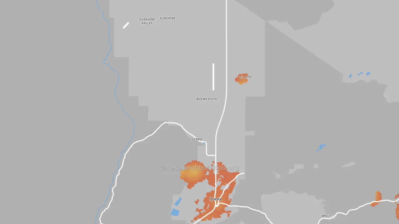 Bike Grade map of Cerro, NM