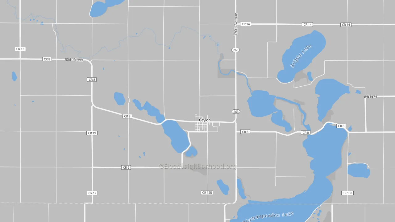 Bike Grade map of Ceylon, MN