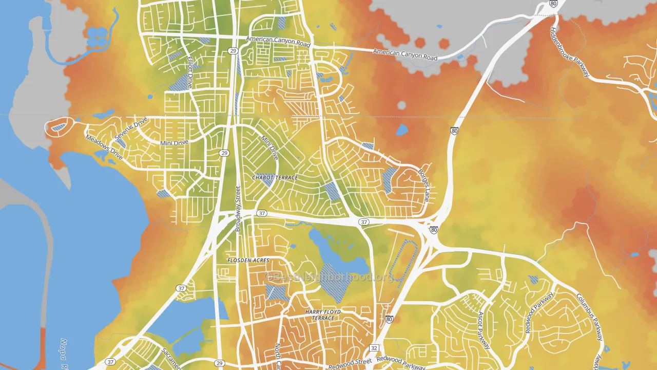 Bike Grade map of Chabot Terrace, Vallejo, CA