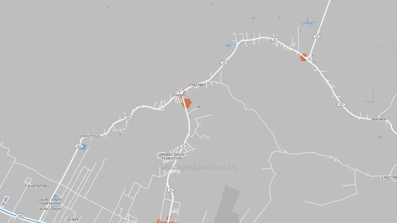Bike Grade map of Chackbay, LA