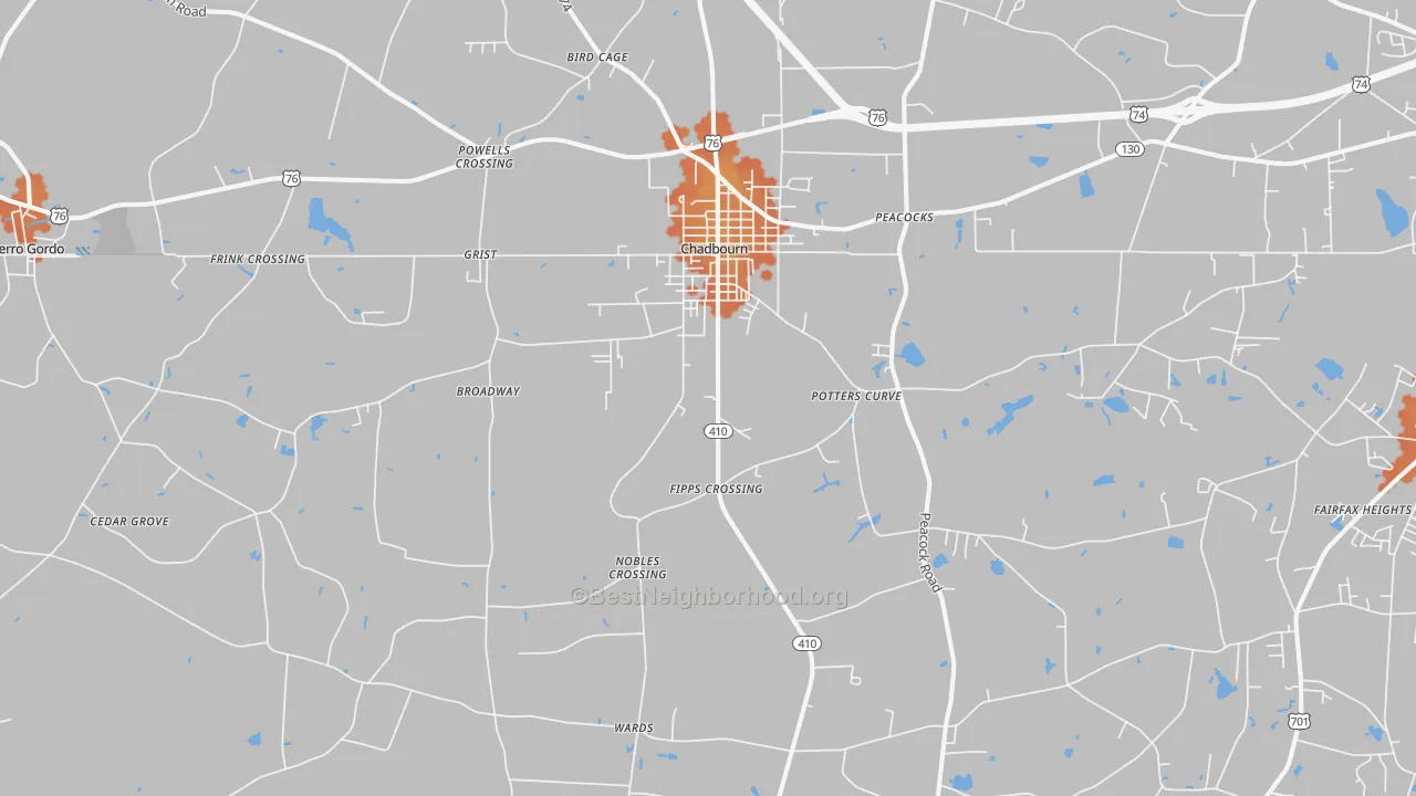 Bike Grade map of Chadbourn, NC