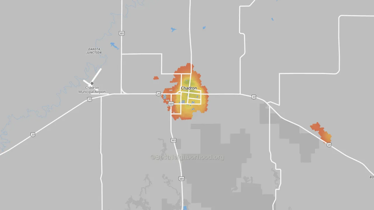 Bike Grade map of Chadron, NE