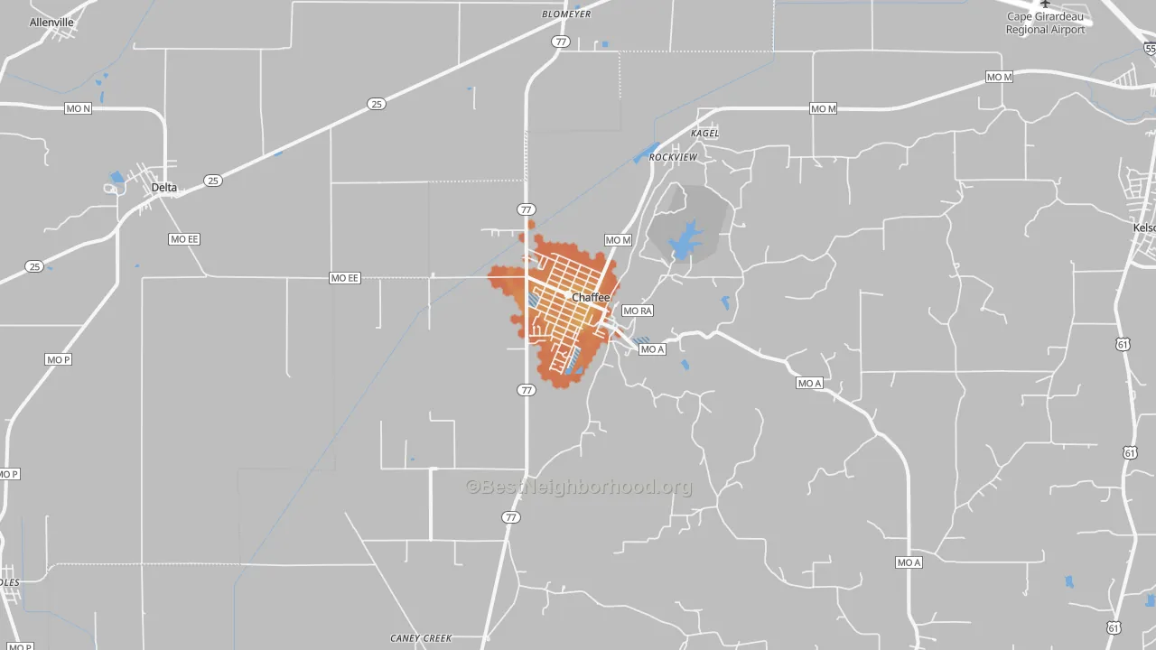 Bike Grade map of Chaffee, MO