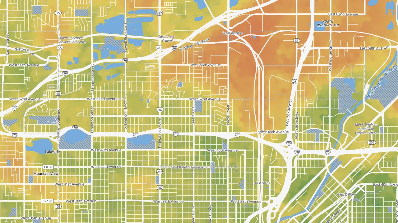 Bike Grade map of Chaffee Park, Denver, CO