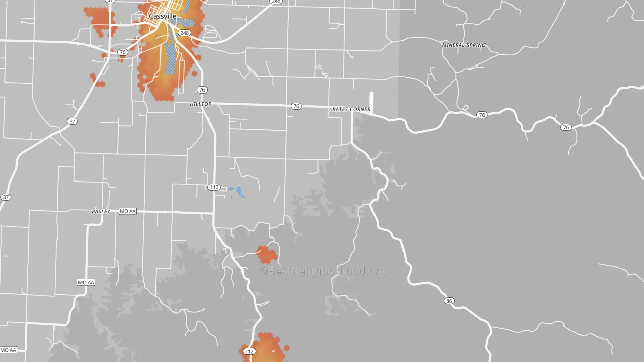 Bike Grade map of Chain-O-Lakes, MO
