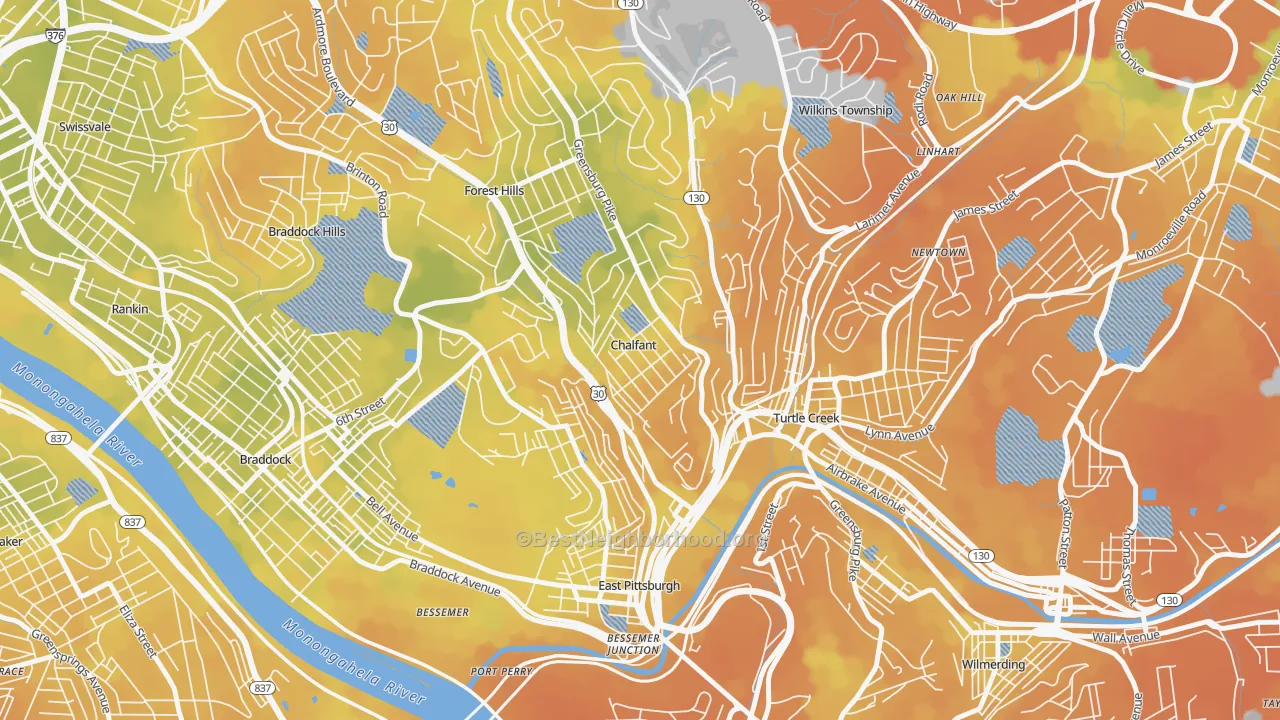Bike Grade map of Chalfant, PA