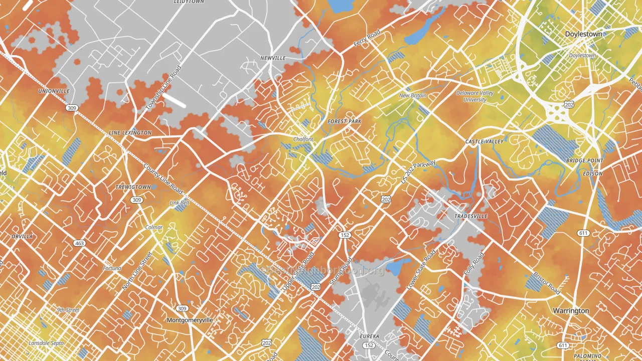 Bike Grade map of Chalfont, PA