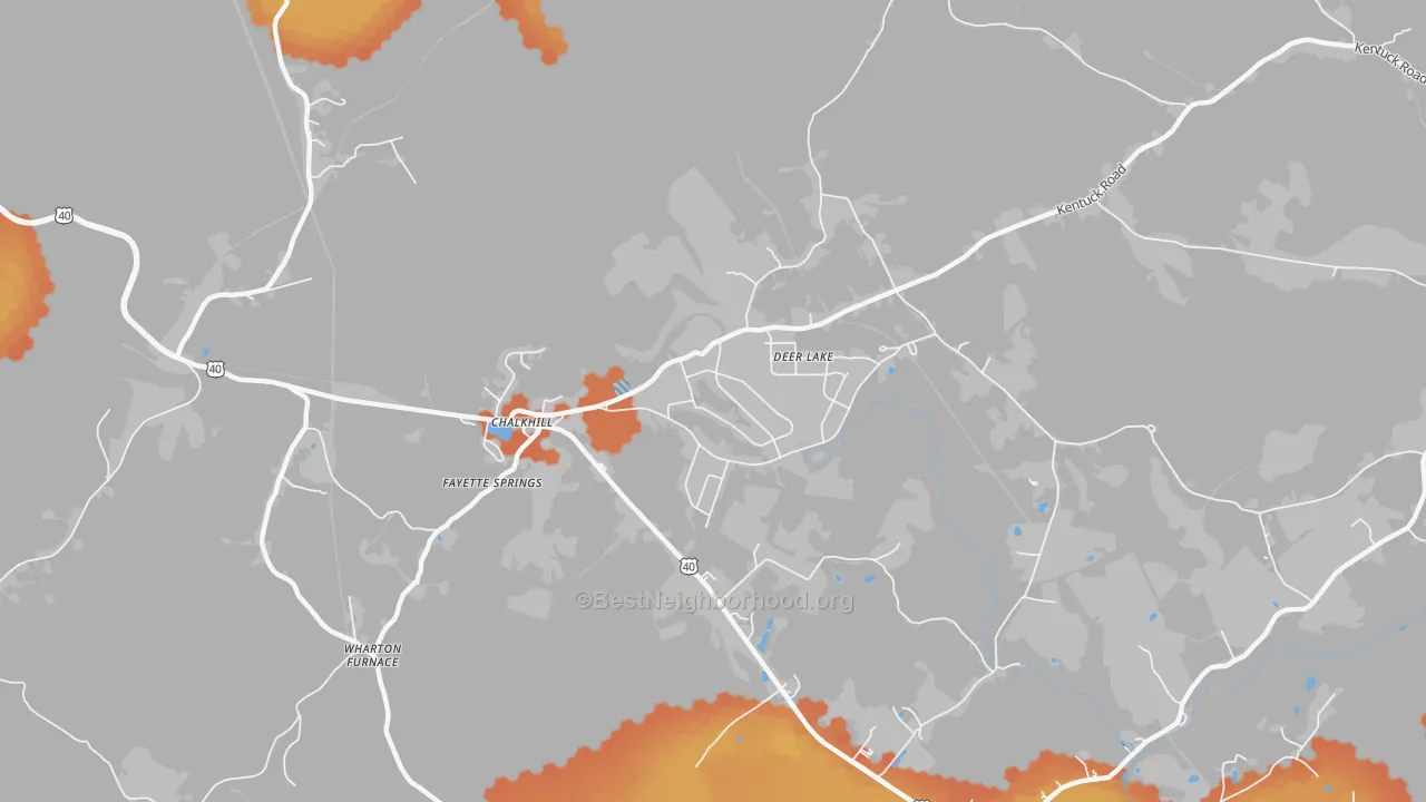 Bike Grade map of Chalkhill, PA
