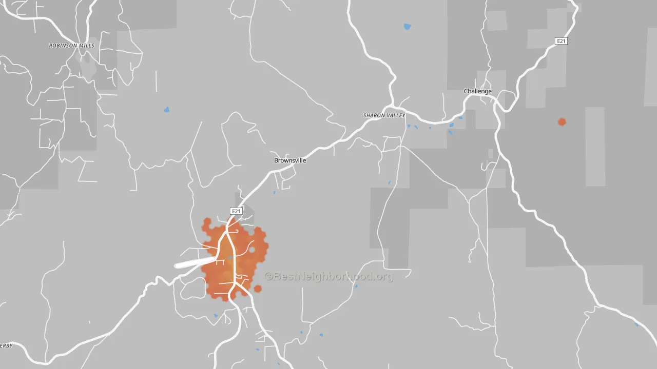 Bike Grade map of Challenge-Brownsville, CA