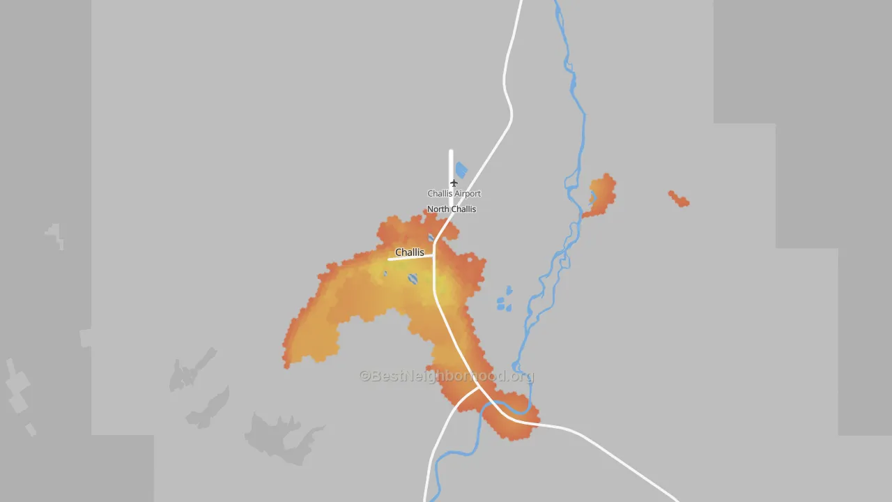 Bike Grade map of Challis, ID