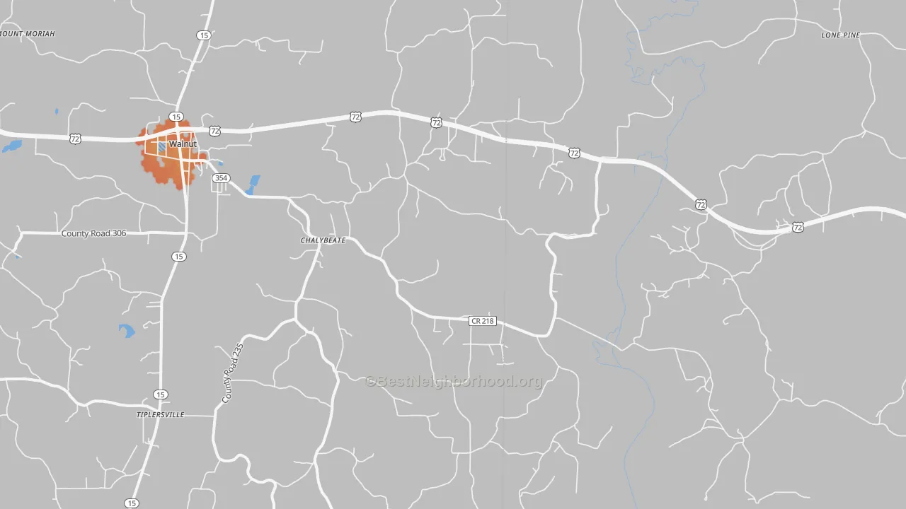 Bike Grade map of Chalybeate, MS