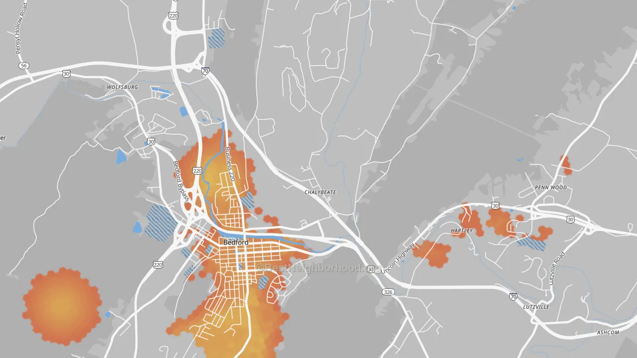 Bike Grade map of Chalybeate, PA