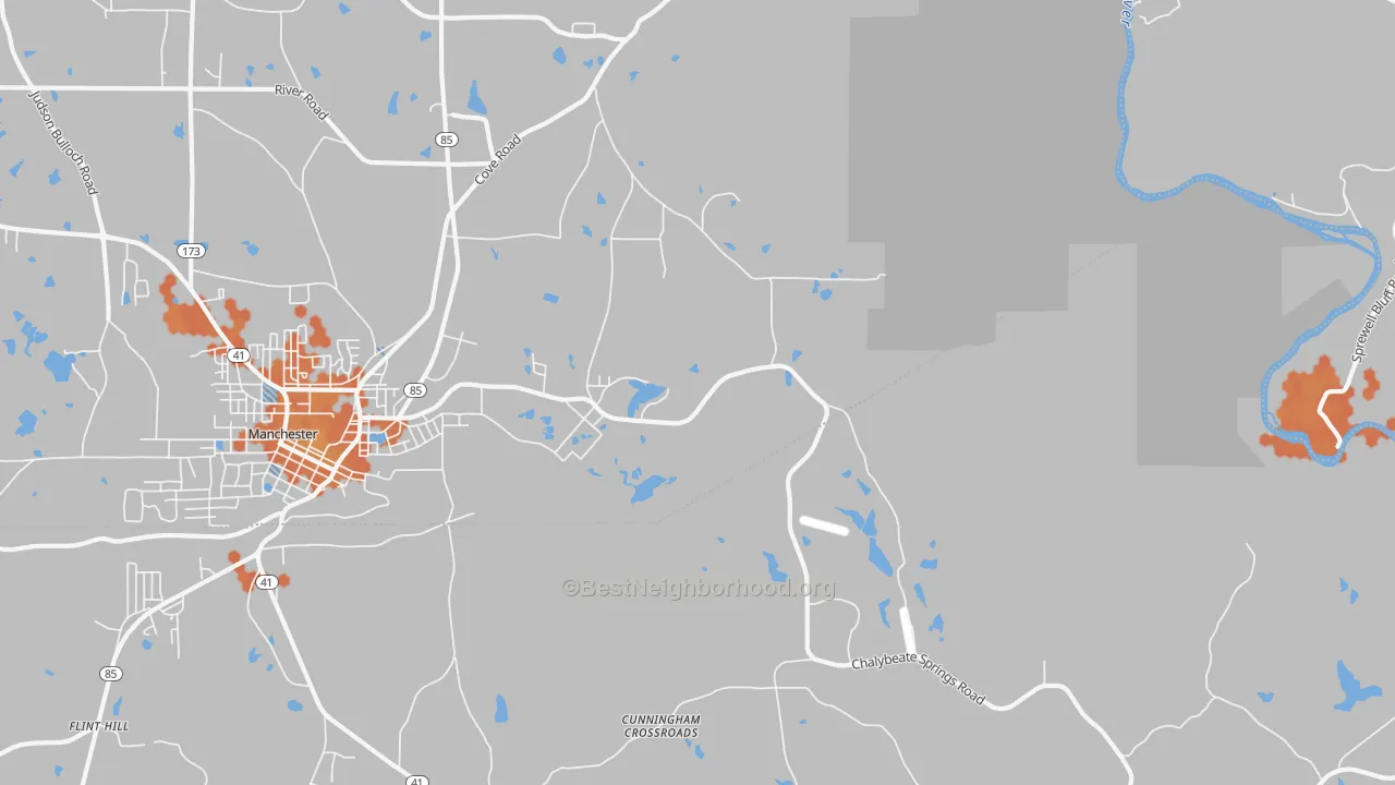 Bike Grade map of Chalybeate Springs, GA