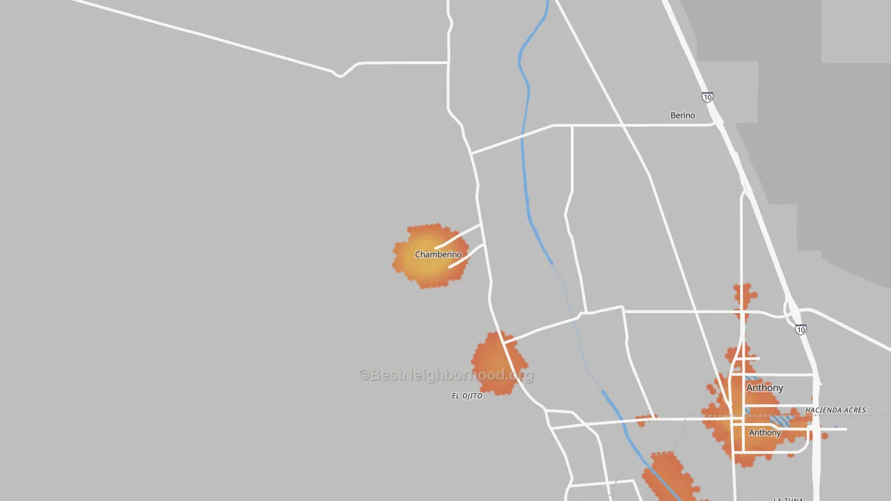 Bike Grade map of Chamberino, NM