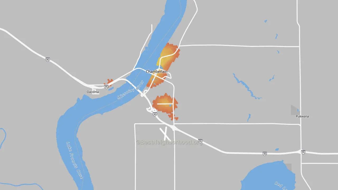 Bike Grade map of Chamberlain, SD