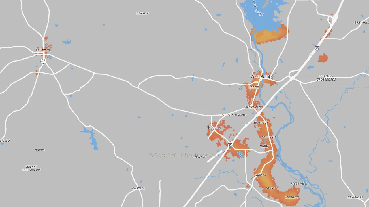 Bike Grade map of Chambers County, AL