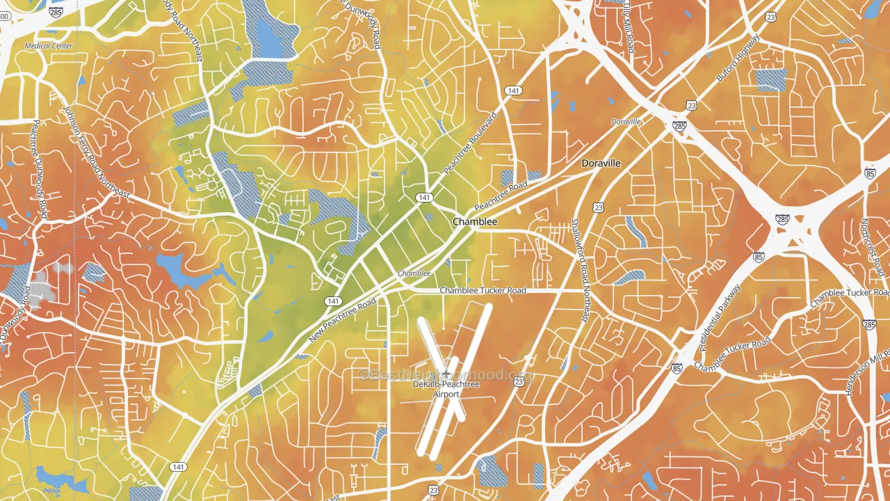Bike Grade map of Chamblee, GA