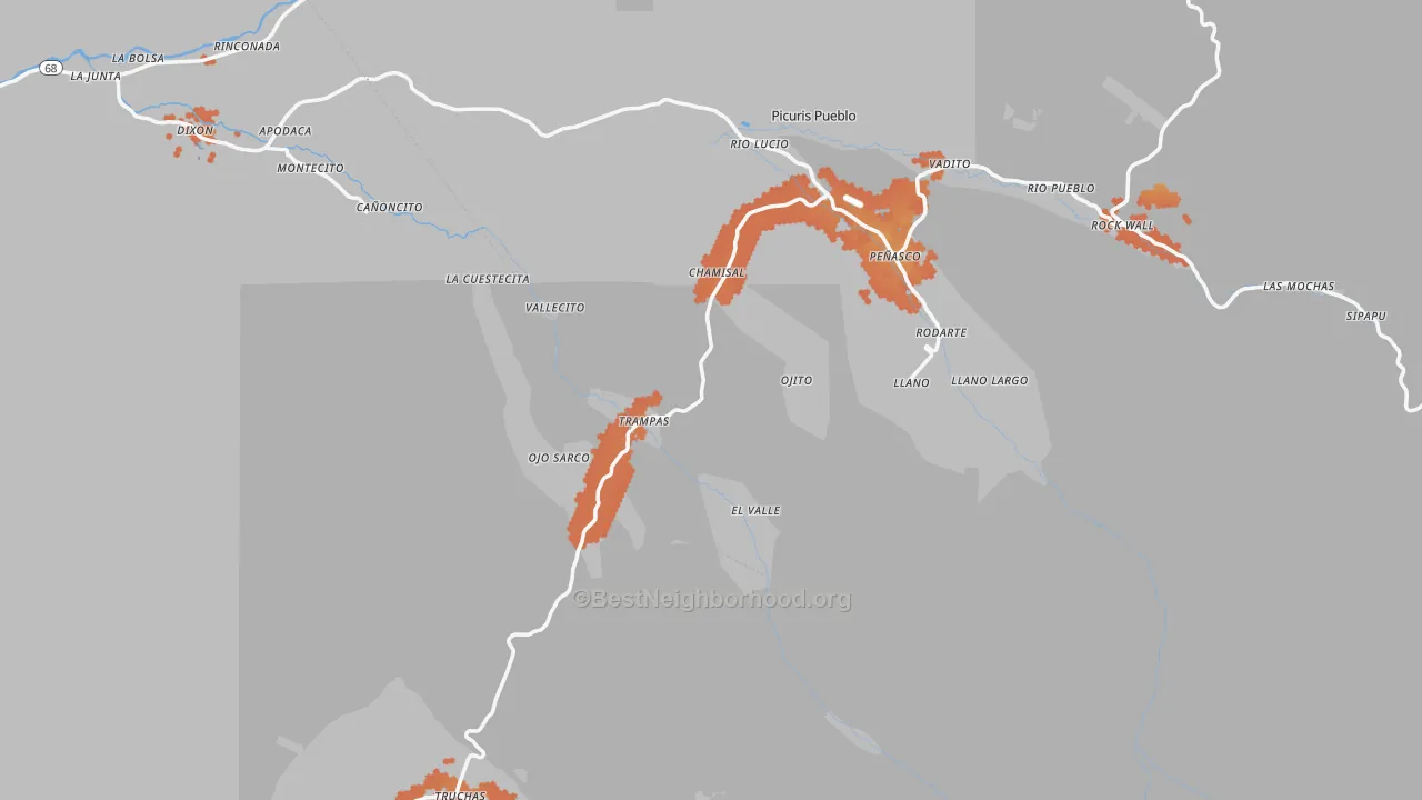 Bike Grade map of Chamisal, NM