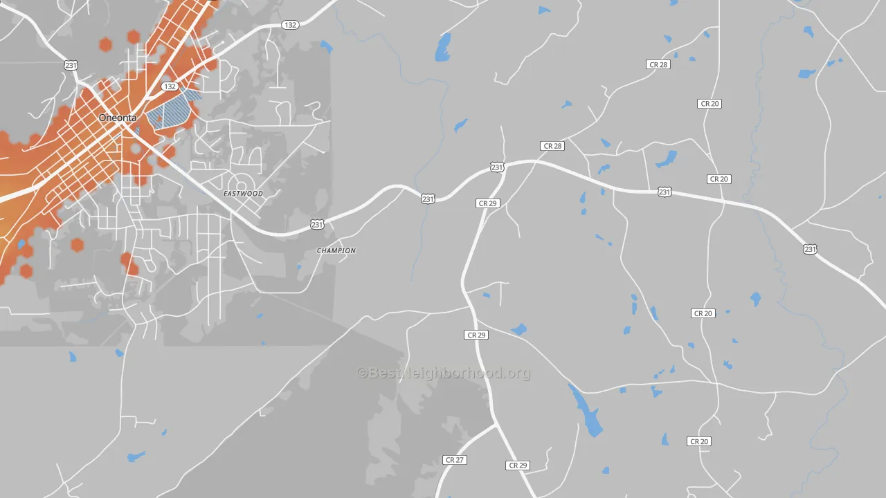 Bike Grade map of Champion, AL