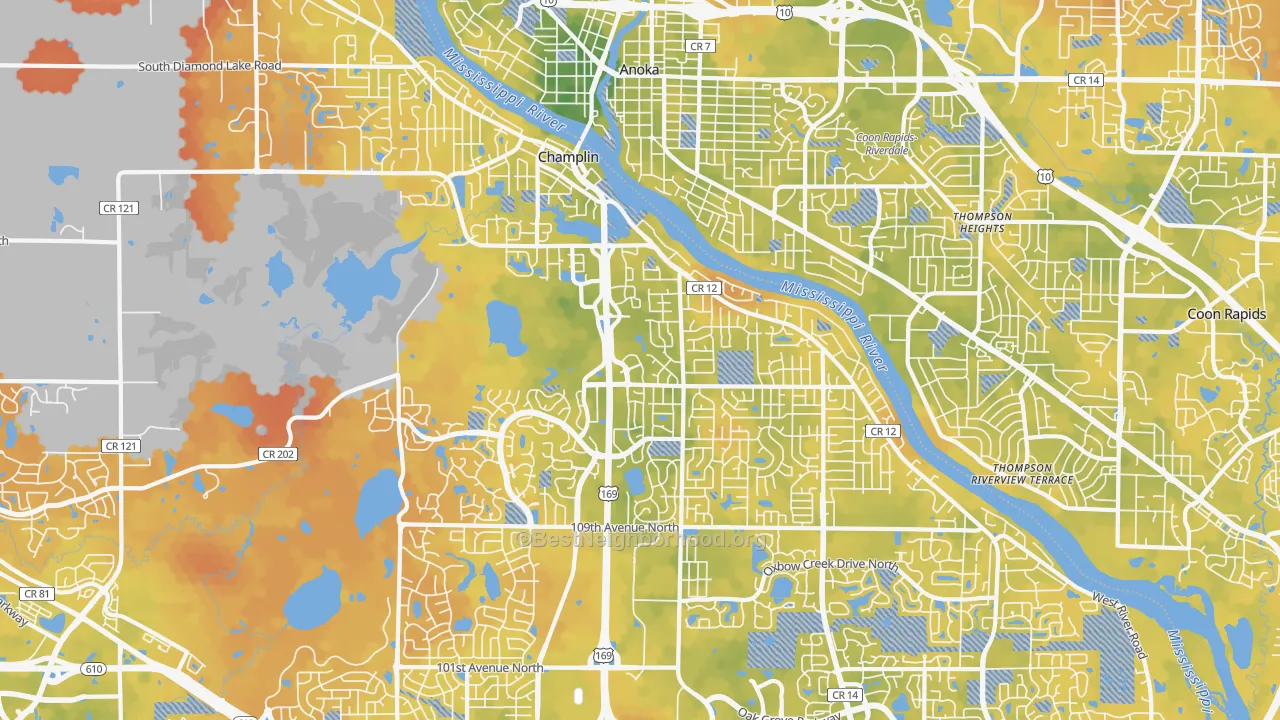 Bike Grade map of Champlin, MN