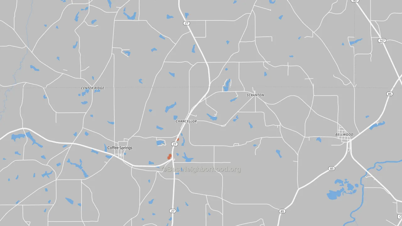 Bike Grade map of Chancellor, AL