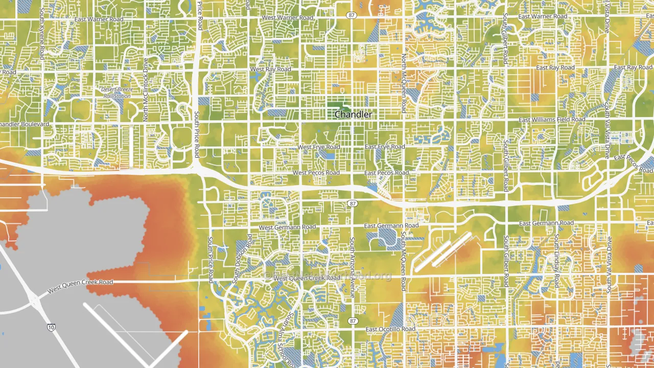 Bike Grade map of Chandler, AZ