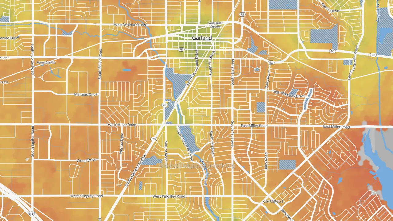 Bike Grade map of Chandler Heights, Garland, TX